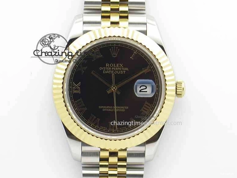 Roman YG Maker Black On Bracelet Edition A2813 BP Best 41mm DateJust SS Jubilee Dial II 0521